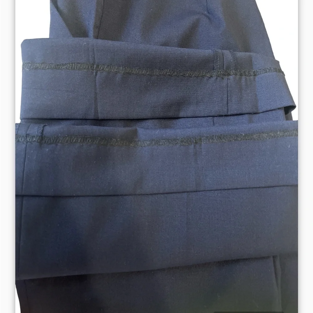 Tory Burch for Bergdorf Goodman Navy Blue Wool Wide Leg Pants